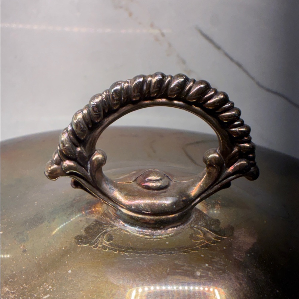 Vintage Silver-Toned Covered Serving Bowl - Picture 5 of 6